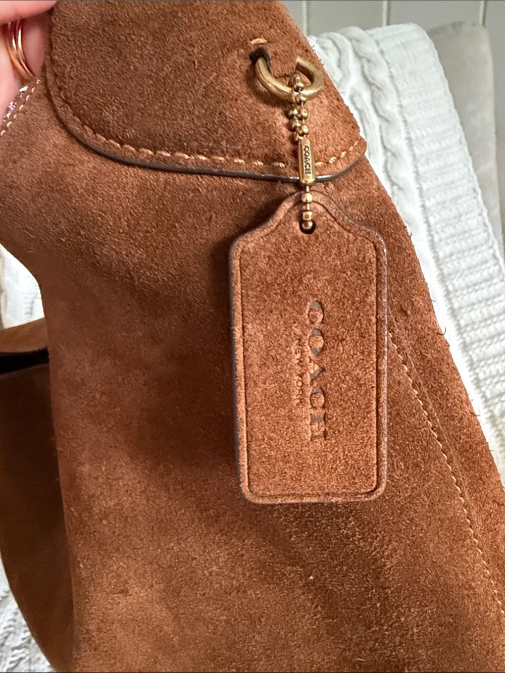 Coach Brooklyn 39 in warm brown suede